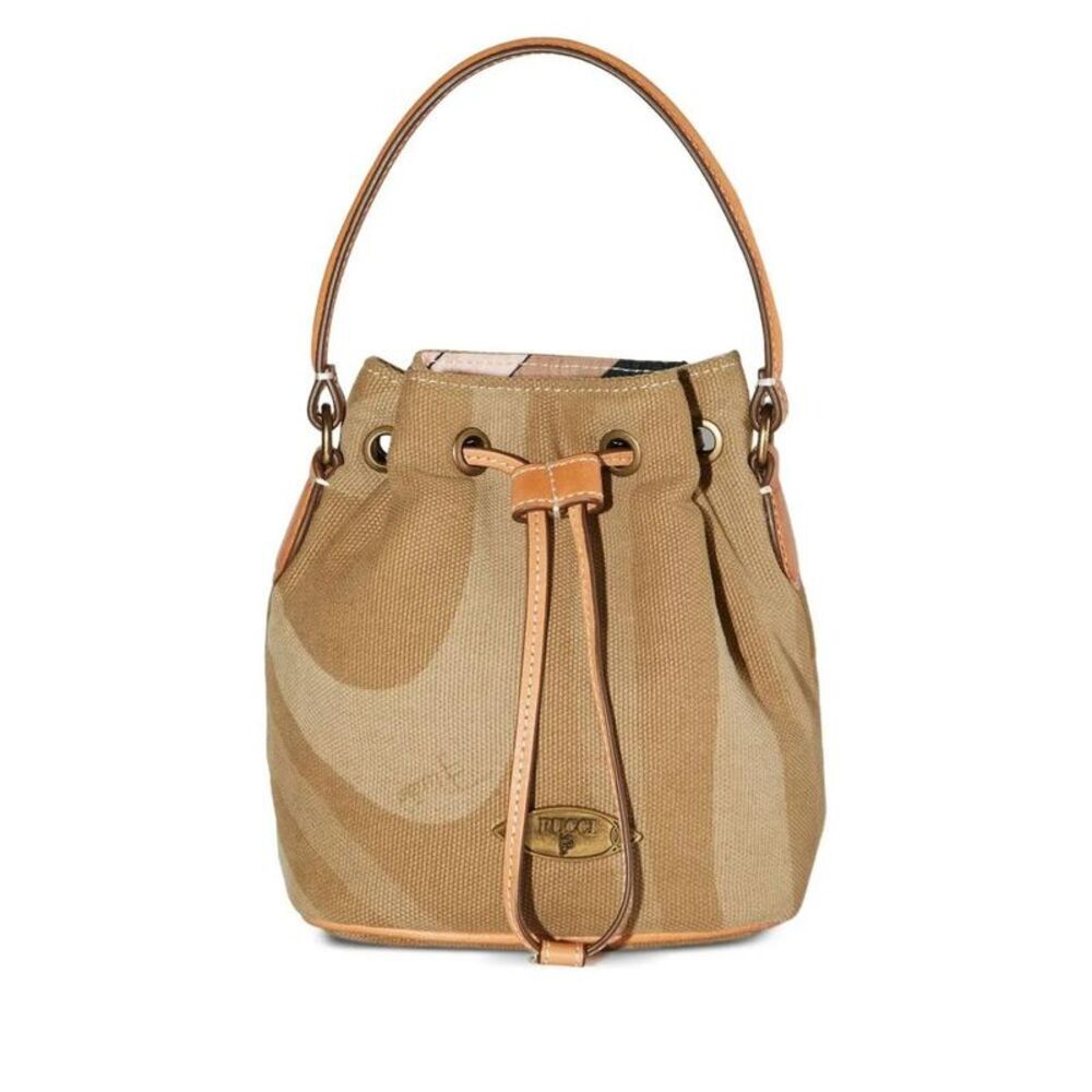 EMILIO PUCCI Canvas Bucket Bag with Signature Print Women SABBIA Handbags